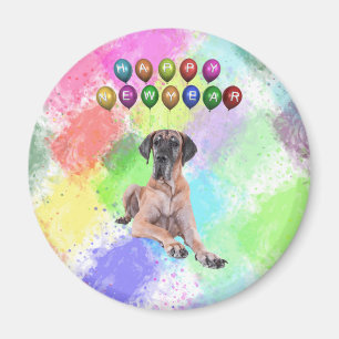 Great Dane hond wenst een gelukkig nieuwjaar Magneet