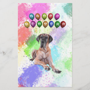 Great Dane hond wenst gelukkig nieuwjaar Briefpapier