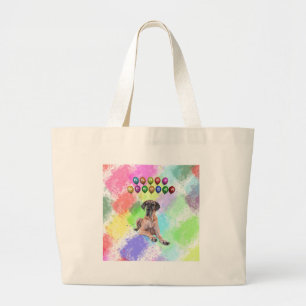 Great Dane-hond wenst gelukkig nieuwjaar Grote Tote Bag