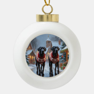 Great Dane Honden Kerst Sneeuw Vakantie Keramische Bal Ornament