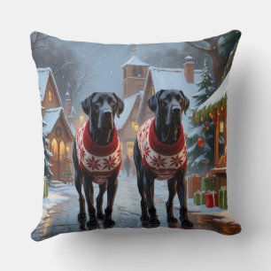 Great Dane Honden Kerst Sneeuw Vakantie Kussen