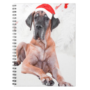 Great Dane hondenhoed vrolijk kerstfeest Notitieboek