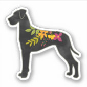 Great Dane Hondenras Boho Floral Silhouette N Sticker (Voorkant)