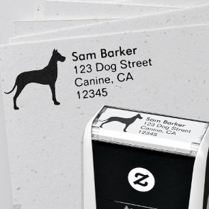 Great Dane Hondenras Silhouette Return-adres Zelfinktende Stempel