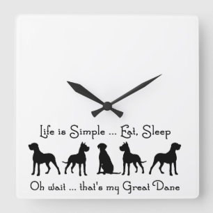 Great Dane Humor Eat Sleep Dog Pet Animal Vierkante Klok