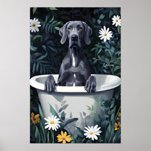 Great Dane in badposter, grappige hond poster