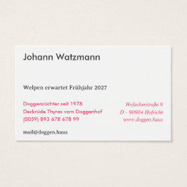 Great Dane international グレートデン+シルエット Visitekaartje