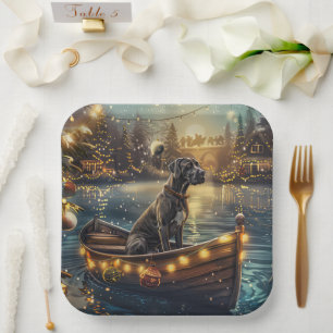 Great Dane Kerst Feestelijke Reis Papieren Bordje