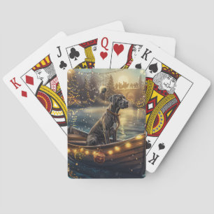 Great Dane Kerst Feestelijke Reis Pokerkaarten