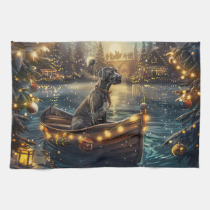 Great Dane Kerst Feestelijke Reis Theedoek