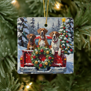 Great Dane Kerst Rode Truck Holiday Keramisch Ornament
