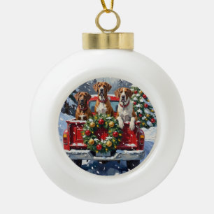 Great Dane Kerst Rode Truck Holiday Keramische Bal Ornament