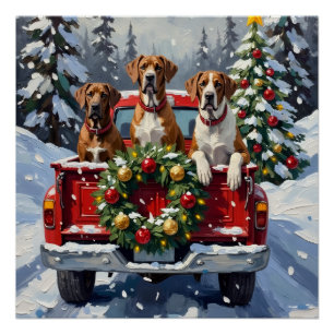 Great Dane Kerst Rode Truck Holiday Perfect Poster
