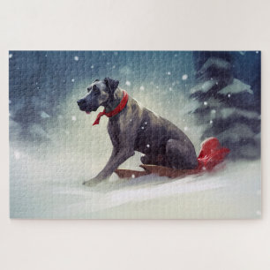 Great Dane Kerst sneeuw winter Legpuzzel