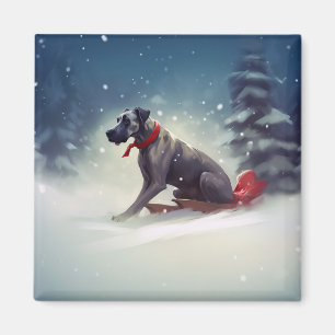 Great Dane Kerst sneeuw winter Magneet