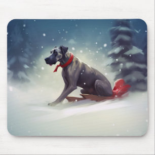 Great Dane Kerst sneeuw winter Muismat