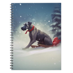 Great Dane Kerst sneeuw winter Notitieboek