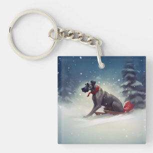 Great Dane Kerst sneeuw winter Sleutelhanger