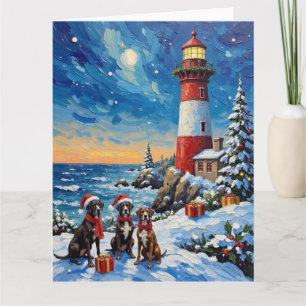 Great Dane Kerst Vuurtoren Vakantie Kaart