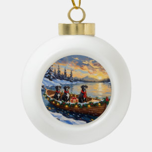 Great Dane Kerstboot Vakantie Keramische Bal Ornament