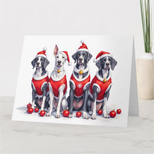 Great Dane Kerstjurk Kerstman Hoed Kaart