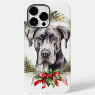 Great Dane Kerstkrans Feestelijke Pup Case-Mate iPhone 14 Pro Max Hoesje