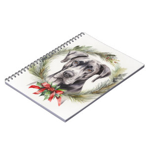 Great Dane Kerstkrans Feestelijke Pup Notitieboek