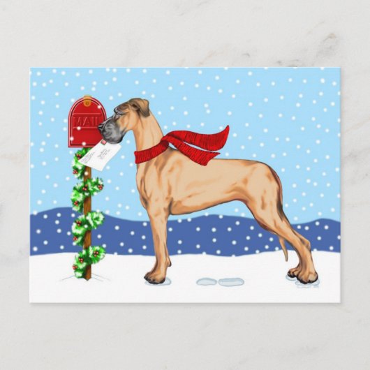 Great Dane KerstMail Fawn UC Feestdagenkaart (Voorkant)