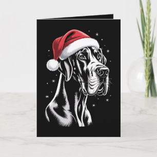 Great Dane Kerstmuts Zwart Wit Kerstmis Sneeuw Kaart