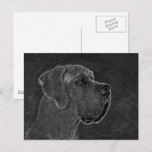Great Dane kop houtskool tekening Briefkaart