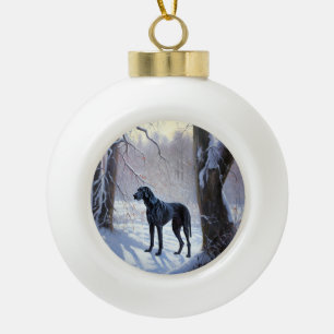 Great Dane Laat het Sneeuwen Kerstmis Keramische Bal Ornament