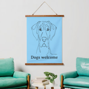 Great Dane lijntekening Hangend Wandkleed
