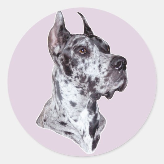 Great Dane Merle Cropped Ronde Sticker (Voorkant)
