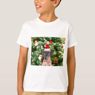Great Dane met Kerstboom Geschenkdozen Kerstman Ho T-shirt