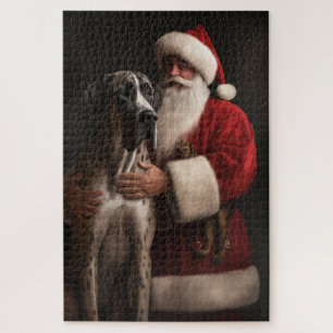 Great Dane met Kerstman Festieve Kerst  Legpuzzel