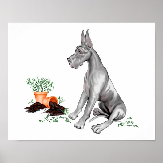 Great Dane Naughty Pup Black Poster (Voorkant)