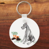 Great Dane Naughty Pup Black Sleutelhanger (Voorkant)