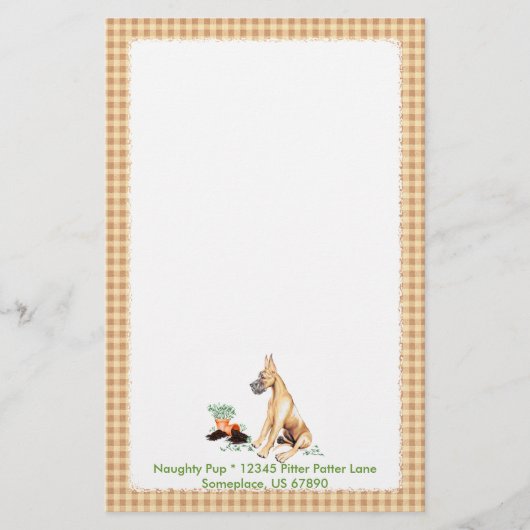 Great Dane Naughty Pup Fawn Briefpapier (Voorkant)