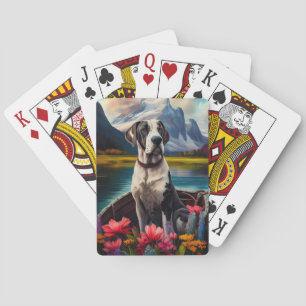 Great Dane op een peddel: Een landschappelijk avon Pokerkaarten