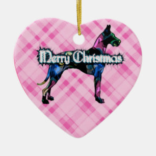 Great Dane Pink Pset Heart Ornament