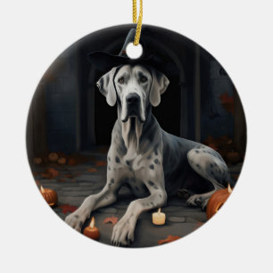 Great Dane Pompoenen Halloween Angstaanjagende Fli Keramisch Ornament