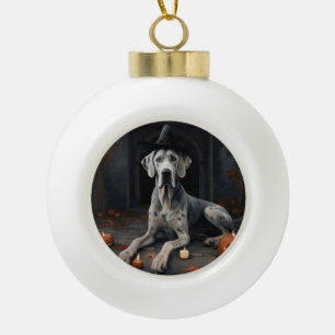 Great Dane Pompoenen Halloween Angstaanjagende Fli Keramische Bal Ornament