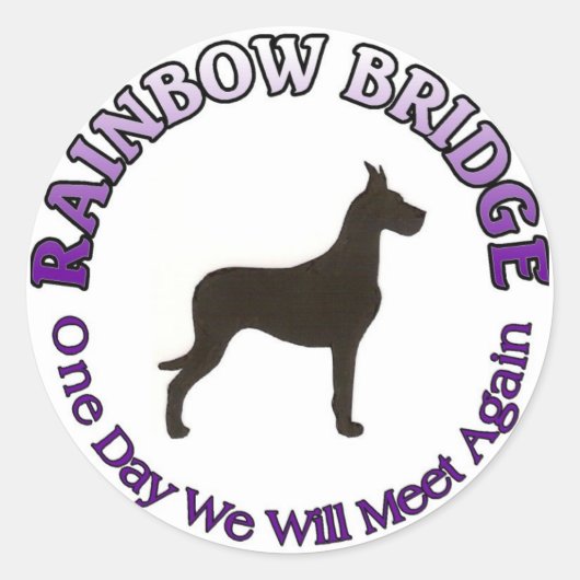 GREAT DANE RAINBOW BRIDGE SYMPATHIE RONDE STICKER (Voorkant)