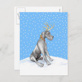 Great Dane Reindeer Kerstmis Black UC Feestdagenkaart (Voorkant / Achterkant)