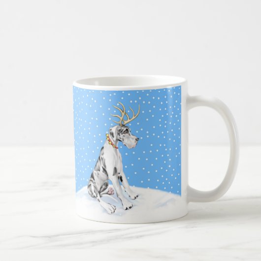 Great Dane Reindeer Kerstmis Harlequin UC Koffiemok (Rechts)