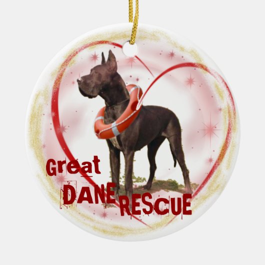 GREAT DANE RESCUE CHRISTMAS ORNAMENT (Voorkant)