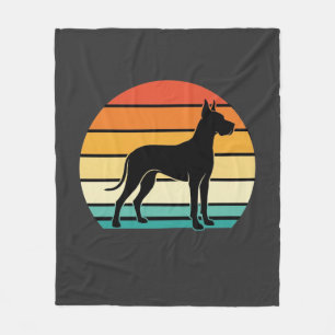 Great Dane Retro Zonsondergang Honden Silhouet Fleece Deken