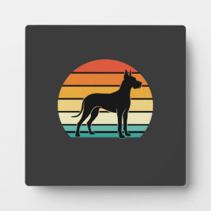 Great Dane Retro Zonsondergang Honden Silhouet Fotoplaat