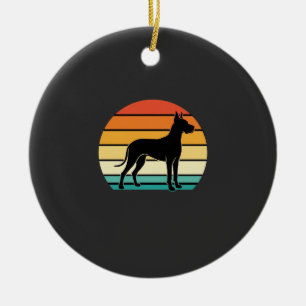 Great Dane Retro Zonsondergang Honden Silhouet Keramisch Ornament