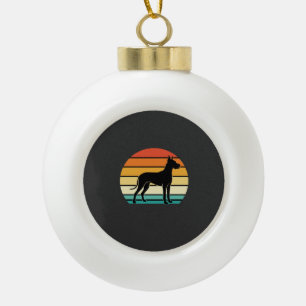 Great Dane Retro Zonsondergang Honden Silhouet Keramische Bal Ornament